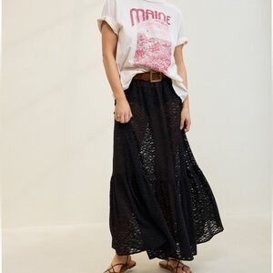 Aerie Black Lace Maxi Skirt